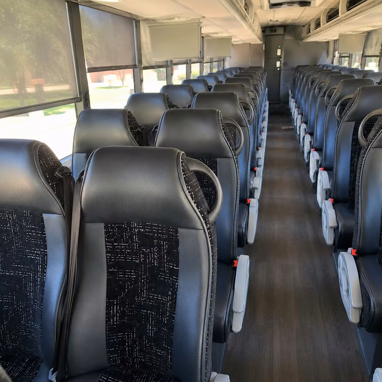 long beach charter bus rental interior